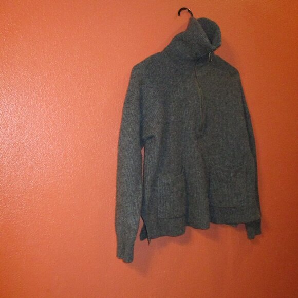 Madewell Woman Medium Gray Zip Front Warm Outdoors Long Sleeve Sweater - Picture 2 of 10